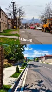 Предвыборная кампания «Балтика» в Давташене, демонстрирующая улучшение дорог и социальных объектов
